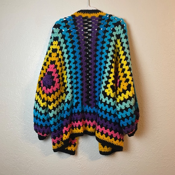Crochet Hexicardigan Colorful Size L/XL Handcrafted - Picture 5 of 5